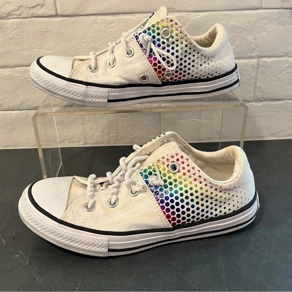 Converse All Star Y1 white rainbow glitter sneakers